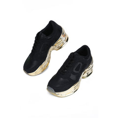 Cape Robbin attitude Thick Chrome Patform Lace Up Black Metallic Wedge Sneakers