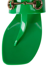 Jeffrey Campbell A Lil Bit Green Shiny Slip On Open Toe Flat Thong Sandals