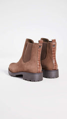 Sam Edelman Jaclyn Dark Taupe Pull On Rounded Toe Lug Sole Fashion Ankle Boots