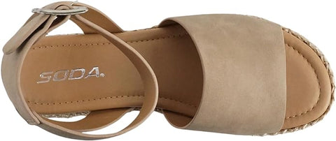 Soda Topic Dnat Nbpu (Whipped Stitch) Espadrille Ankle Strap Platform Sandals