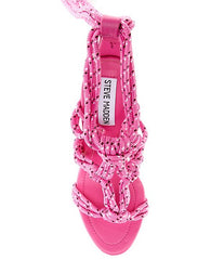 Steve Madden Fiore Pink Multi Strappy Open Toe Tie Up High Heeled Sandals