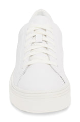 Steve Madden Women's Bass Platform Rounded toe Sneakers White Leather