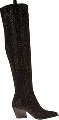 Jessica Simpson Zeana 2 Black Sparkle Over The Knee Western Pointed Toe Boots