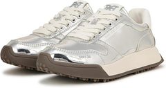 Sam Edelman Layla Silver Specchio Lace Up Low Top Chunky Heeled Sneakers