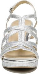 Naturalizer Baylor Silver Glitter Fashion Buckle Rounded Toe Dress Heeled Sandals 11