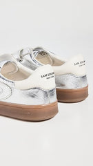 Sam Edelman Talia Soft Silver Leather Rounded Toe Low Top Flat Sneakers