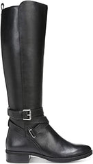 Sam Edelman Pansy Black Leather Classic Buckled Round Toe Knee High Riding Boots