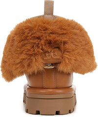 Sam Edelman Olin Brown Fabric Sock Fur Pull On Platform Snow Bootie Ankle Boots