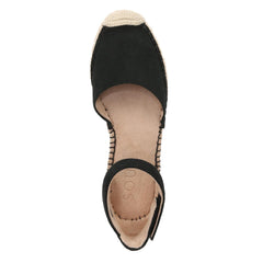 Naturalizer Sole Wren Black Fabric Fashion Ankle Strap Low Heel Espadrille Sandals