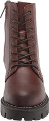 Sam Edelman Garret Dark Brown Leather Lace Up Moto Platform Combat Ankle Boots