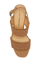 Lucky Brand Minjah Espadrille Jute-Wrapped Wedge Sandal Latte Nude Platforms