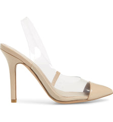 Charles David Madalyn Clear Transparent Cushioned Footbed Slingback Heel Pumps
