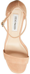 Steve Madden Gracelynn Camel Nubuck Rounded Open Toe Ankle Strap Platform Sandal