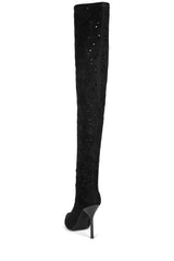 Jeffrey Campbell Adonia Black Suede Perforated Stiletto Heel Pointed Toe Boots