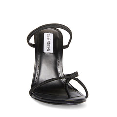 Steve Madden Bellezza Black Ankle Strap Rounded Open Toe Heeled Mule Sandals