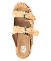 Jane and the Shoe Cork Platform Flatform Wedge Buckle Mule Sandals
