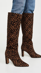 Steven by Steve Madden Joanis Leopard Knee High Dress Block Heel Pointed Boots
