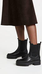 Sam Edelman Lulia Black Chunky Heel Rounded Toe Pull On Chelsea Ankle Boots