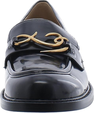 Sam Edelman Colette Black Leather Slip On Round Toe Embellished Classic Loafers