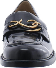 Sam Edelman Colette Black Leather Slip On Round Toe Embellished Classic Loafers