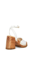 Steve Madden Ocala White Leather Ankle Strap Squared Open Toe Platform Sandals