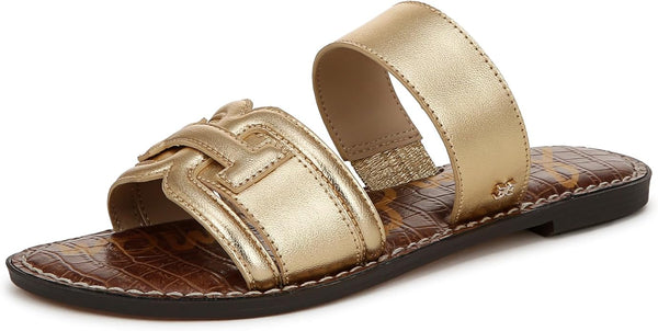 Sam Edelman Gabi Modern Ivory Double Strap Open Toe Slip On Flat Slides Sandals