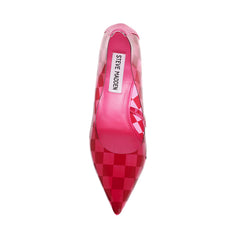 Steve Madden Atlanta Pink Multi Slip On Pointed Toe Checkered Detailed Pumps