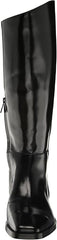 Sam Edelman Cesar Black Leather Squared Toe Stacked Heel Knee High Fashion Boots