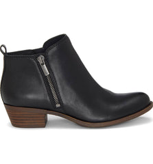 Lucky Brand Basel Black Leather Zipper Block Low Heel Rounded Toe Ankle Booties