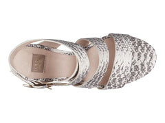 Louise et Cie DENISSE Grey White Snake Platform Block Heeled Wedges Sandals
