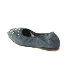 Cecelia New York Jacob Ink Grey Suede Elastic Designer Ballet Flat Flexible Shoe