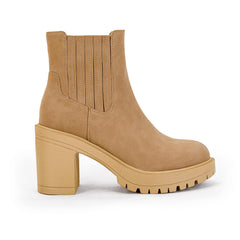 Syktkmx Platform Chelsea Ankle Boots Lug Sole Slip On Western Booties 7