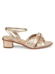 Sam Edelman Ingrid Champagne Leather Open Toe Ankle Strap Block Heel Wide Sandal