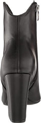 Nine West Ghost Black2 Leather Pointed Toe Block Heel V-Shaped Cutout Ankle Boot