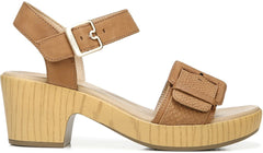Dr. Scholl's Felicity Honey Ankle Strap Block Heel Open Toe Leather Clog Sandals