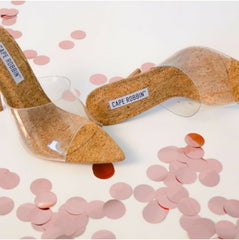 Cape Robbin MELROSE NUDE Clear Cork Slip-On Mule Pointy Open Toe Stiletto Heel (10)