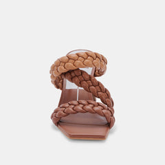 Dolce Vita Partha Brown Multi Stella Slip On Square Open Toe Block Heeled Sandal