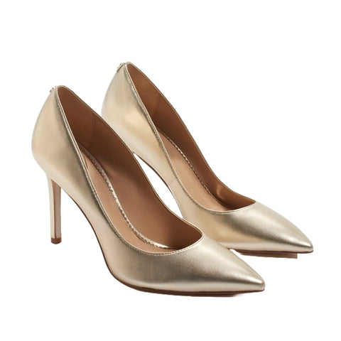 Sam Edelman Hazel Gold Soft Metallic Stiletto Heeled Pointed Toe Dress Pumps