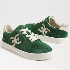 Sam Edelman Ellie Pine/White Leather Lace Up Low Top Chunky Heeled Sneakers