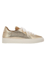 Sam Edelman Poppy Gold Leather Lace-Up Chunky Platform Low Top Flats Sneakers