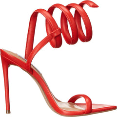 Steve Madden Bali Red Stiletto Heel Ankle Strap Pointed Open Toe Heeled Sandals