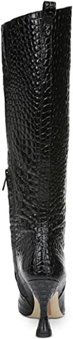 Sam Edelman Adi Black Spool Heel Squared Toe Zipper Leather Knee High Boots