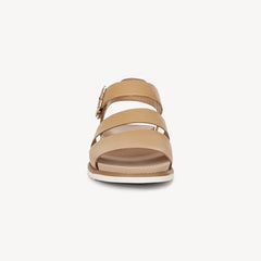 Dr. Scholl's Island Glow Warm Tan Ankle Strap Rounded Open Toe Flats Sandals