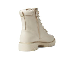 Dr Scholl's Headstart Beige Lace Up Lugged Sole Rounded Toe Combat Ankle Boots