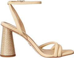 Sam Edelman Kia Eggshell Squared Open Toe Ankle Strap Block Heeled Sandals