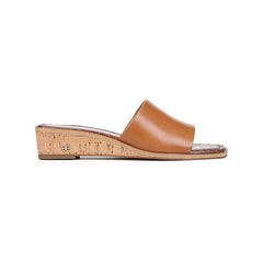 Sam Edelman Valery Saddle Cushioned Square Toe Slip On Leather Slide Sandals