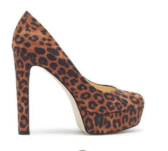 Jessica Simpson Nellah Leopard HIgh Heel Platform Pump Thick Heel Round Toe Shoe