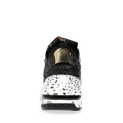 Steve Madden Cliff Round-Toe Lace Up Platform Fashion Chunky Sneakers Black Gold