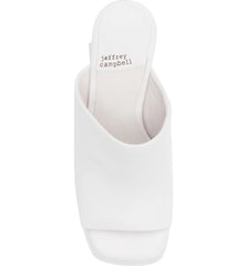 Jeffrey Campbell Luna-Luv White Squared Open Toe Slip On Platform Mule Sandals