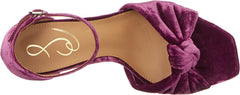 Sam Edelman Lucia Deep Orchid Square Bow Strap Buckle Ankle Fluted Heel Sandals